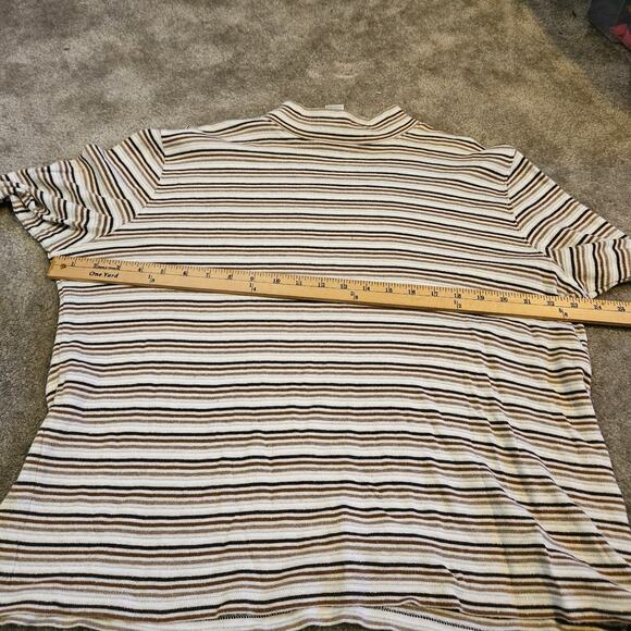 Studio Works Size Extra Large XL Striped Stripes Brown White Cotton Mock Neck - Picture 7 of 8